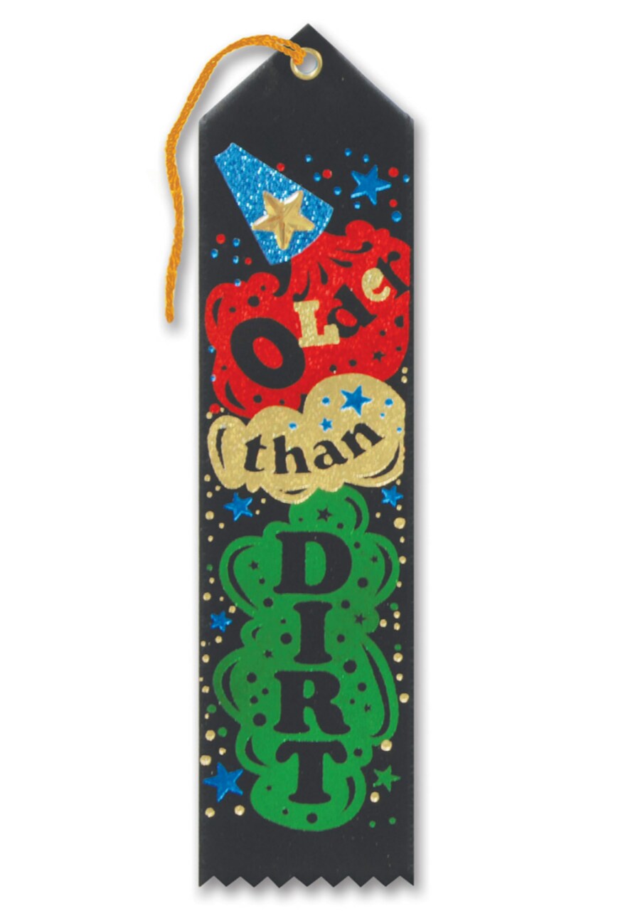 Beistle Pack of 6 Black and Green "Older Than Dirt" Jeweled Birthday Party Favor Ribbon Bookmarks 8"